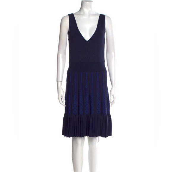 TED BAKER JULOTE FLIPPY KNIT SKATER DRESS, NAVY BLUE | size 4 - Picture 3 of 8